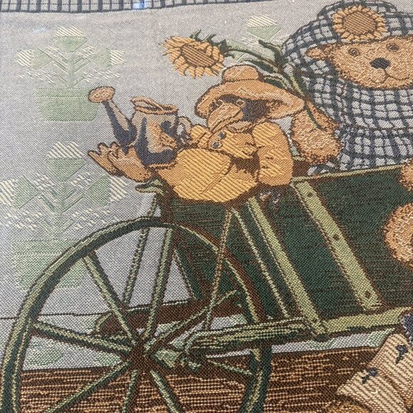 Goodwin Weavers “Teddy’s Wheelbarrow” Nita Showers Vtg Tapestry Throw Blanket - Picture 7 of 9